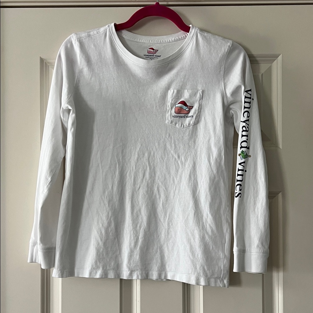 Vineyard Vines Kids White Long Sleeve Tee with Logo